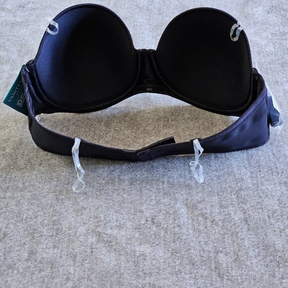 Vanity Fair 38B Black Beauty Back Strapless Bra Removable Straps 74380 Stretch - Picture 2 of 16